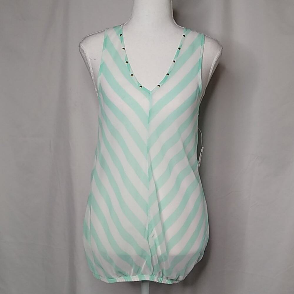 Charlotte Russe Sheer Sleeveless Striped Top L